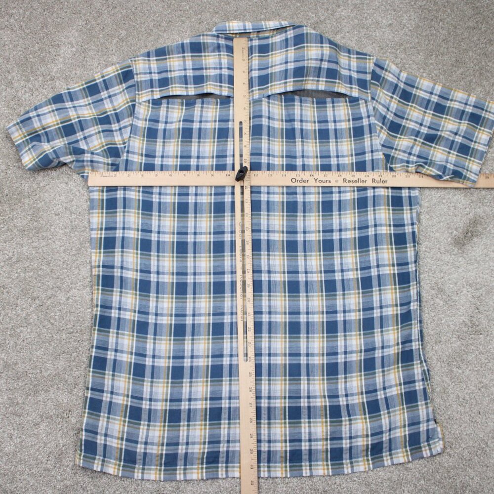 Croft & Barrow Quick Dry Shirt Mens Large Blue/Yellow Poly/Cotton‎ S/S Button Up - Picture 9 of 12